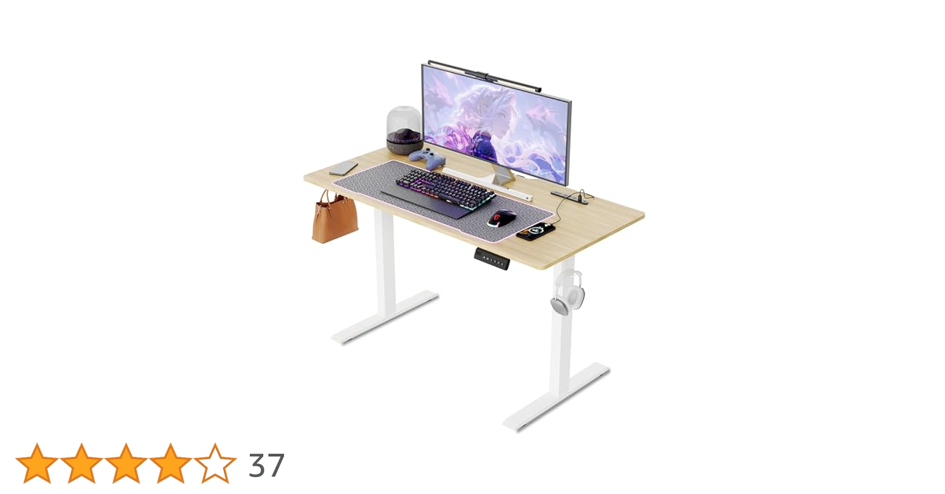 ゲーミングデスク 電動昇降式 メモリー機能 pcデスク コンセント付き ブラック 417wPXB+c6L.jpg_BO30,255,255,